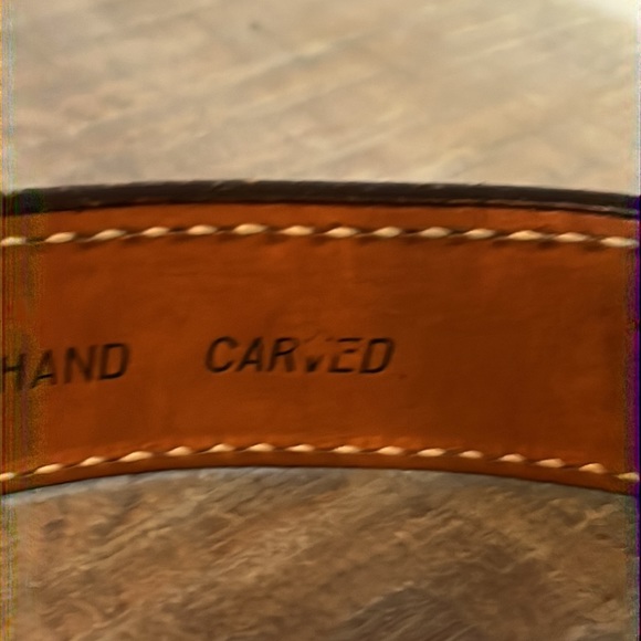 EUC Vintage Boots & Jeans Chestnut Brown Hand Carved Western Leather Belt Sz 32 - Picture 10 of 13